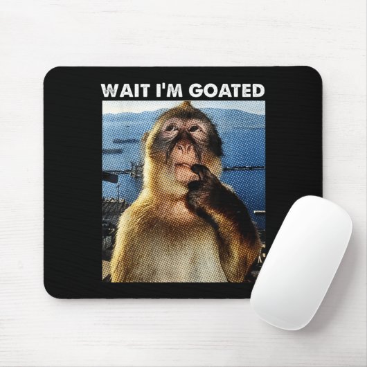 Wait I'm Goated Funny Thinking Monkey Meme Brainro Muismat (Met muis)