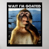 Wait I'm Goated Funny Thinking Monkey Meme Brainro Poster (Voorkant)