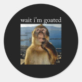 Wait I'm Goated Funny Thinking Monkey Meme Brainro Ronde Sticker (Voorkant)