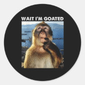 Wait I'm Goated Funny Thinking Monkey Meme Brainro Ronde Sticker (Voorkant)