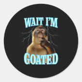 Wait I'm Goated Funny Thinking Monkey Meme Brainro Ronde Sticker (Voorkant)