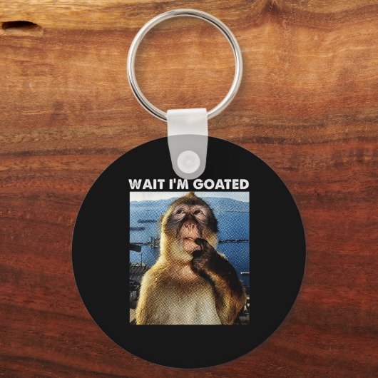 Wait I'm Goated Funny Thinking Monkey Meme Brainro Sleutelhanger (Voorkant)