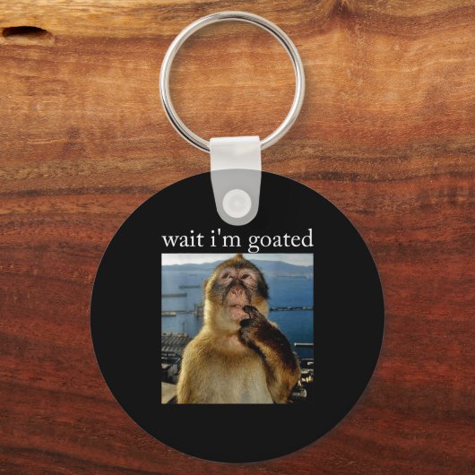Wait I'm Goated Funny Thinking Monkey Meme Brainro Sleutelhanger (Voorkant)