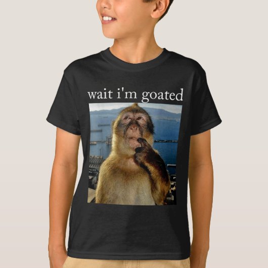 Wait I'm Goated Funny Thinking Monkey Meme Brainro T-shirt (Voorkant)