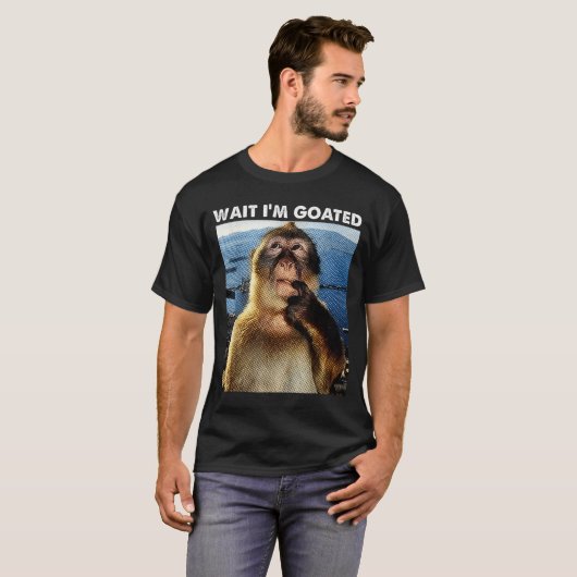 Wait I'm Goated Funny Thinking Monkey Meme Brainro T-shirt (Voorkant volledig)