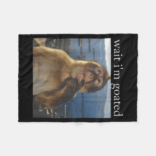 Wait I'm Goated Funny Thinking Monkey Meme Gen Z H Fleece Deken (Voorkant (Horizontaal))