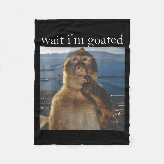 Wait I'm Goated Funny Thinking Monkey Meme Gen Z H Fleece Deken (Voorkant)