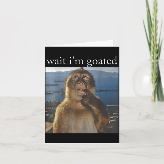 Wait I'm Goated Funny Thinking Monkey Meme Gen Z H Kaart (Voorkant)