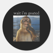 Wait I'm Goated Funny Thinking Monkey Meme Gen Z H Ronde Sticker (Voorkant)