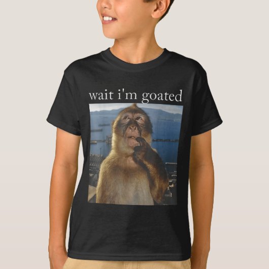 Wait I'm Goated Funny Thinking Monkey Meme Gen Z H T-shirt (Voorkant)
