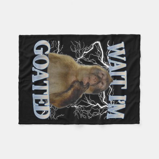 Wait I'm Goated Funny Thinking Monkey Meme Men Wom Fleece Deken (Voorkant (Horizontaal))