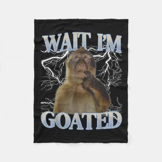 Wait I'm Goated Funny Thinking Monkey Meme Men Wom Fleece Deken (Voorkant)