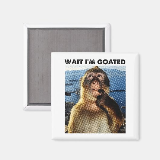 Wait I'm Goated Y2k Funny Thinking Monkey Meme Bra Magneet (Voorkant / Achterkant)