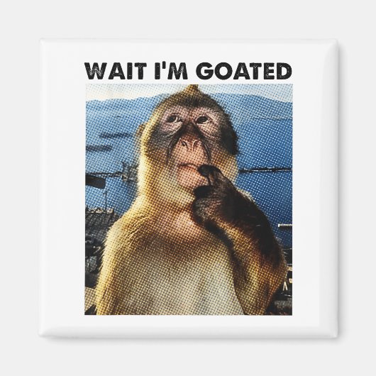 Wait I'm Goated Y2k Funny Thinking Monkey Meme Bra Magneet (Voorkant)
