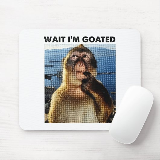 Wait I'm Goated Y2k Funny Thinking Monkey Meme Bra Muismat (Met muis)