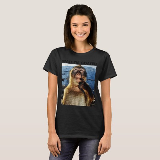 Wait I'm Goated Y2k Funny Thinking Monkey Meme Bra T-shirt (Voorkant volledig)