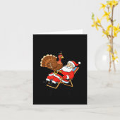 Wait Your Turn Fat Boy Funny Santa &amp; Turkey Ch Kaart (Gele Bloem)