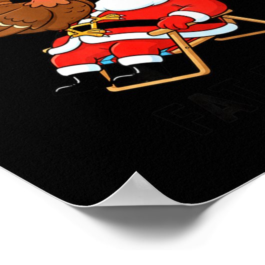 Wait Your Turn Fat Boy Funny Santa &amp; Turkey Ch Poster (Hoek)
