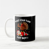 Wait Your Turn Fat Boy Funny Thanksgiving Christma Koffiemok (Links)