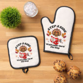 Wait Your Turn Fat Boy Funny Thanksgiving  Ovenwant & Pannenlap Set (Top down)