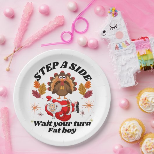 Wait Your Turn Fat Boy Funny Thanksgiving  Papieren Bordje (Feest)