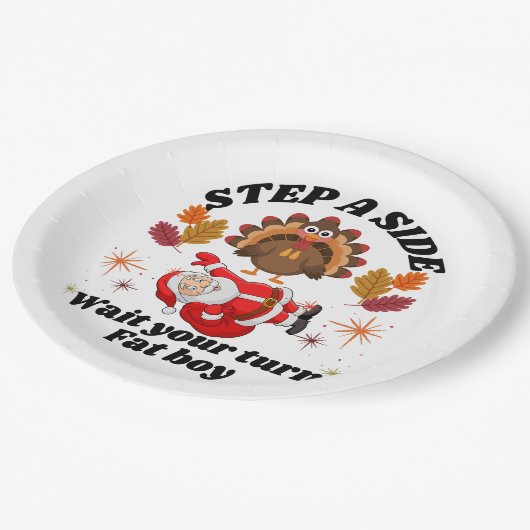 Wait Your Turn Fat Boy Funny Thanksgiving  Papieren Bordje (Gekanteld)