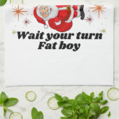 Wait Your Turn Fat Boy Funny Thanksgiving Theedoek (Gevouwen)