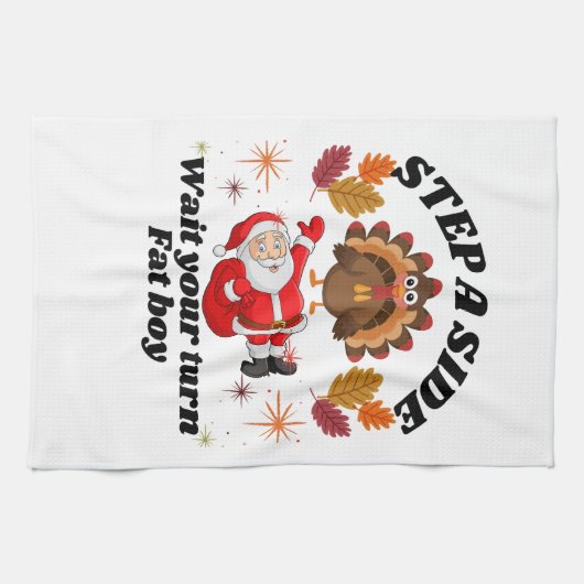 Wait Your Turn Fat Boy Funny Thanksgiving Theedoek (Horizontaal)