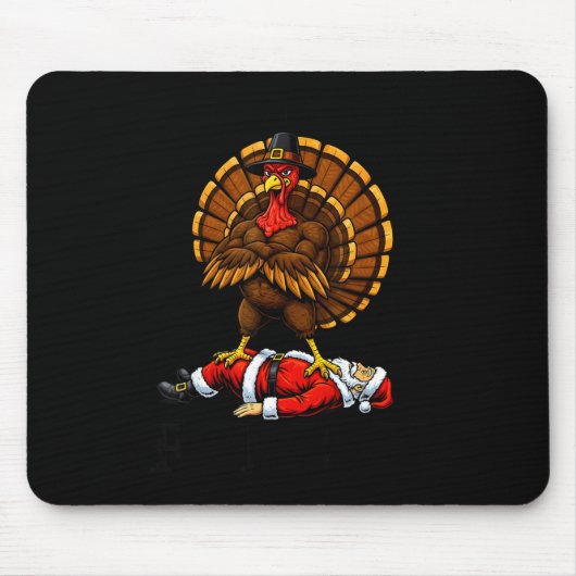 Wait Your Turn Fat Boy Turkey And Santa Sign Muismat (Voorkant)