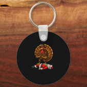 Wait Your Turn Fat Boy Turkey And Santa Sign Sleutelhanger (Voorkant)