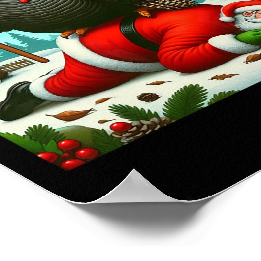 Wait Your Turn Fat Boy Turkey Santa Funny Thanksgi Poster (Hoek)