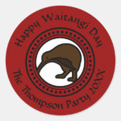 Waitangi Day geeft Nieuw-Zeeland tekst uit Ronde Sticker (Voorkant)