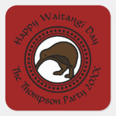 Waitangi Day geeft Nieuw-Zeeland tekst uit Vierkante Sticker (Voorkant)