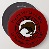 Waitangi Day geeft tekst Nieuw-Zeeland kolossaal l Ronde Button 6,0 Cm (Voorkant /achterkant)