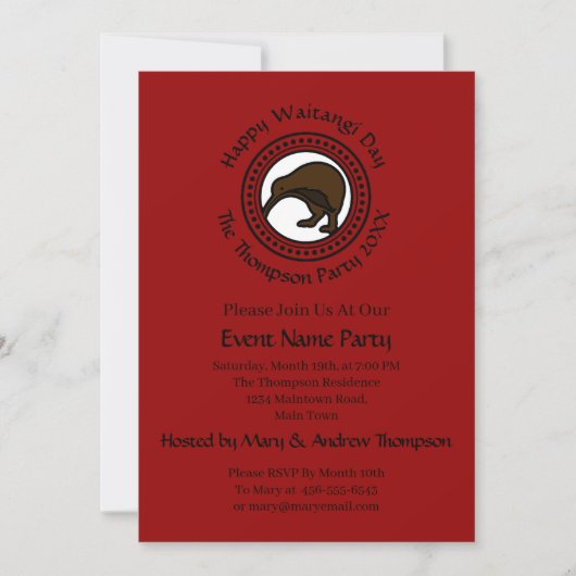 Waitangi Day kan tekst Nieuw-Zeeland bewerken Kaart (Voorkant)