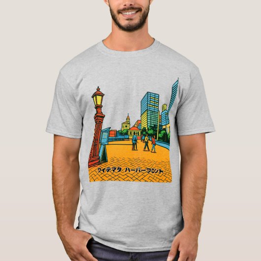 Waitematā Harbourfront Pop Art Auckland T-Shirt (Voorkant)
