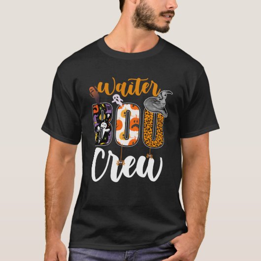 Waiter Boo Crew Ghost Funny Halloween Matching T-shirt (Voorkant)