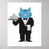 Waiter Cat Pixel Art Poster (Voorkant)