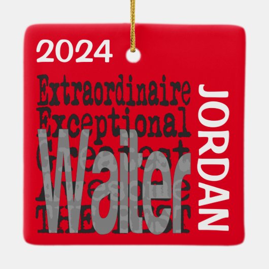 Waiter Extraordinaire CUSTOM Keramisch Ornament (Achterkant)