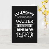 Waiter January 1970 50th Birthday Gift Kaart (Gele Bloem)