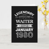 Waiter January 1980 40th Birthday Gift Kaart (Gele Bloem)