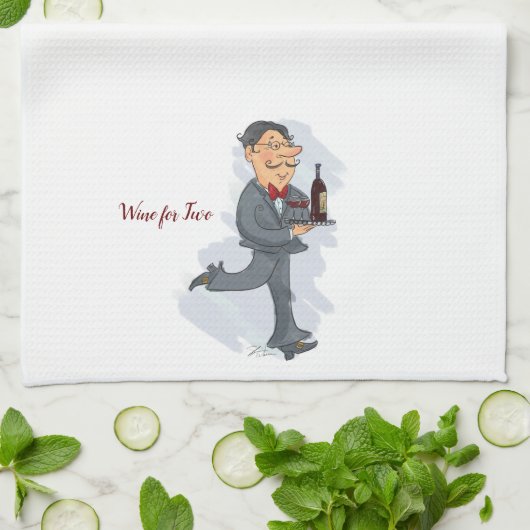 Waiter Wine voor twee keukenhanddoeken (Gevouwen)