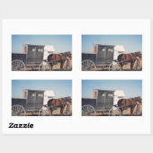 Waiting Amish Horse and Buggy Rechthoekige Sticker (Vel)