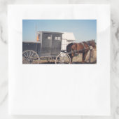Waiting Amish Horse and Buggy Rechthoekige Sticker (Tas)