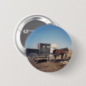 Waiting Amish Horse and Buggy Ronde Button 5,7 Cm (Voorkant /achterkant)