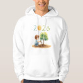 Waiting for 2026 – Boy Planting a Tree for the New Hoodie (Voorkant)