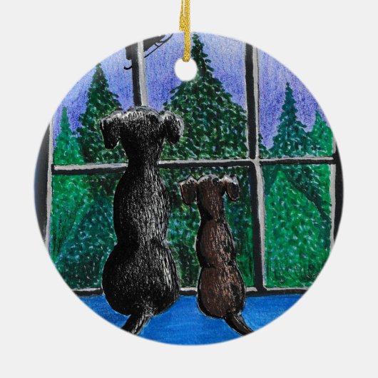 waiting for santa dog  keramisch ornament (Achterkant)