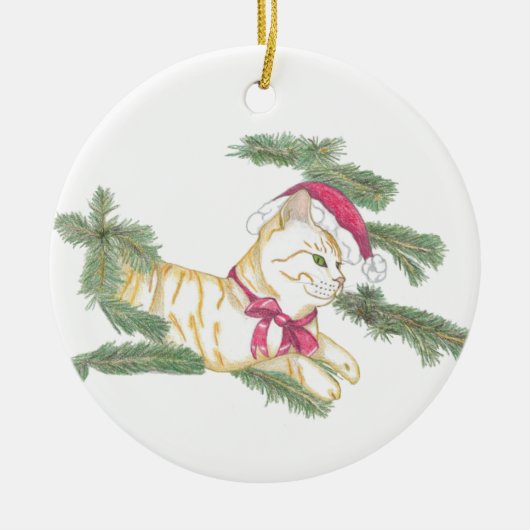 Waiting for Santa kitty Keramisch Ornament (Voorkant)