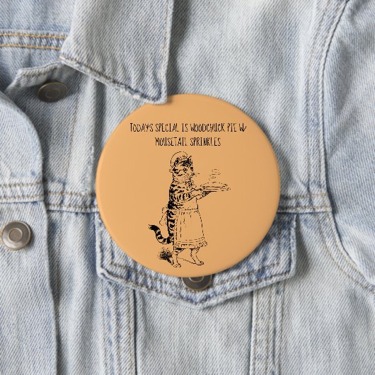 Waitress-kat serveert taart grappige Button (In situ)