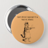 Waitress-kat serveert taart grappige Button (Voorkant /achterkant)